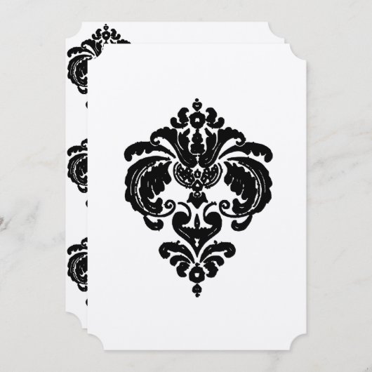 Black Damask Wedding Invitations Kaart (Voorkant / Achterkant)