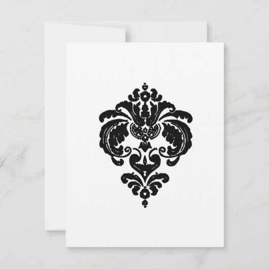 Black Damask Wedding Invitations Kaart (Achterkant)