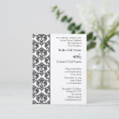 Black Damask Wedding Invitations Kaart (Staand voorkant)