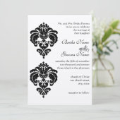 Black Damask Wedding Invitations Kaart (Staand voorkant)