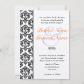 Black Damask Wedding Invitations Kaart (Achterkant)