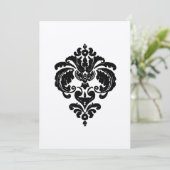 Black Damask Wedding Invitations Kaart (Staand voorkant)