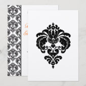 Black Damask Wedding Invitations Kaart (Voorkant / Achterkant)