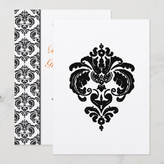 Black Damask Wedding Invitations Kaart (Voorkant / Achterkant)
