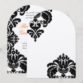 Black Damask Wedding Invitations Kaart (Voorkant / Achterkant)