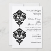 Black Damask Wedding Invitations Kaart (Voorkant)