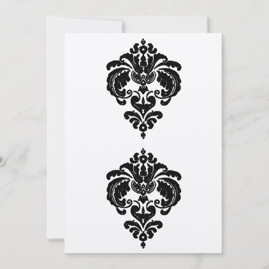 Black Damask Wedding Invitations Kaart (Achterkant)
