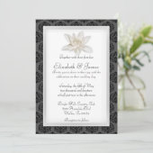 Black Damask Wedding Invitations Kaart (Staand voorkant)