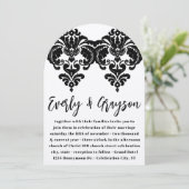 Black Damask Wedding Invitations Kaart (Staand voorkant)