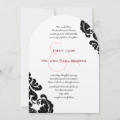 Black Damask Wedding Invitations Kaart (Achterkant)