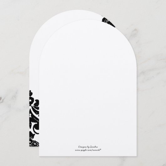Black Damask Wedding Invitations Kaart (Voorkant / Achterkant)