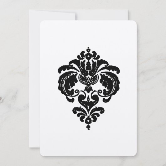 Black Damask Wedding Invitations Kaart (Achterkant)