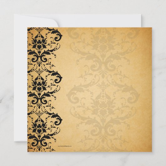  Black Damask Wedding Invitations Kaart (Achterkant)