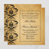  Black Damask Wedding Invitations Kaart (Voorkant / Achterkant)