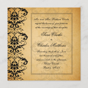  Black Damask Wedding Invitations Kaart