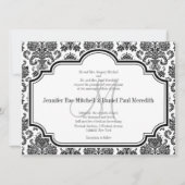 Black Damask Wedding Invitting Monogram M Kaart (Voorkant)