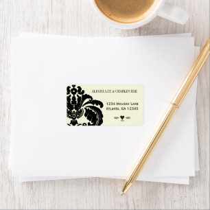  Black Damask Wedding Lable Etiket