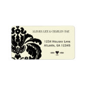  Black Damask Wedding Lable Etiket (Voorkant)