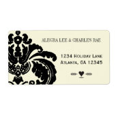 Black Damask Wedding Lable Etiket (Voorkant)