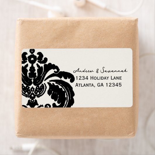  Black Damask Wedding Lable Etiket (Insitu)