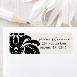  Black Damask Wedding Lable Etiket
