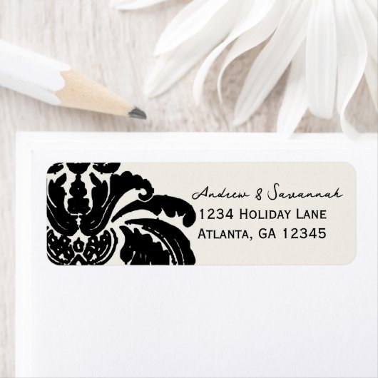  Black Damask Wedding Lable Etiket (Insitu)