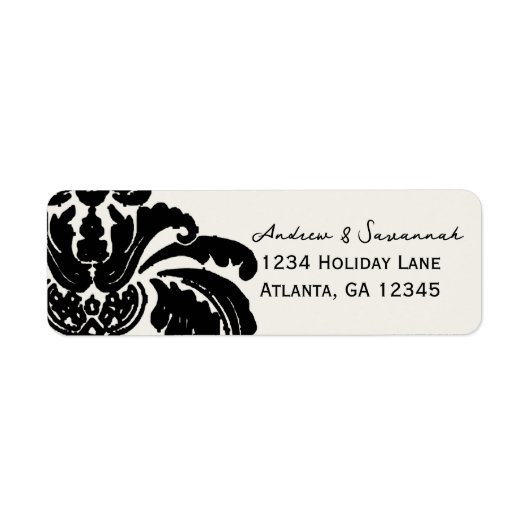  Black Damask Wedding Lable Etiket (Voorkant)