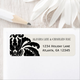  Black Damask Wedding Lable Etiket