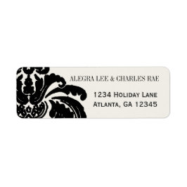 Black Damask Wedding Lable Etiket