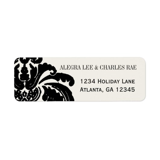 Black Damask Wedding Lable Etiket (Voorkant)