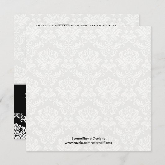 Black Damask Wedding Monogram Uitnodiging (Voorkant / Achterkant)