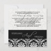 Black Damask Wedding Monogram Uitnodiging (Achterkant)