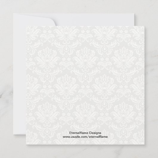Black Damask Wedding Monogram Uitnodiging (Voorkant)