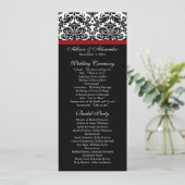 Black Damask Wedding Program Programmakaart (Staand voorkant)