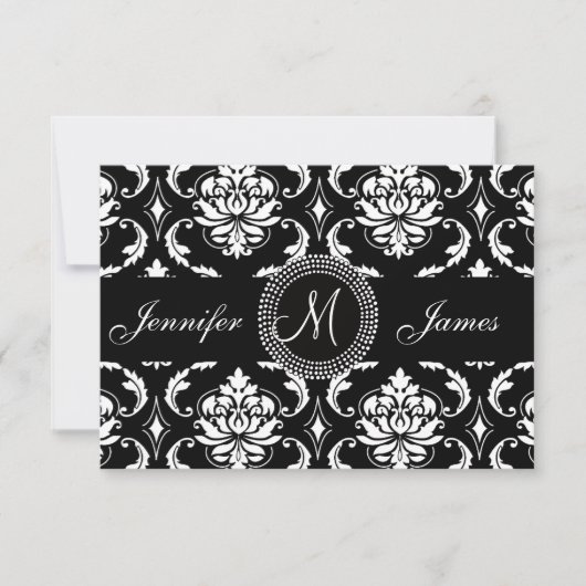 Black Damask Wedding Reception, voor Square Kaart (Voorkant)