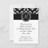Black Damask Wedding Reception, voor Square Kaart (Achterkant)