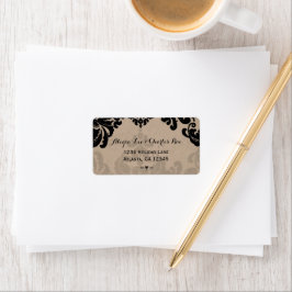  Black Damask Wedding Return-adres Etiket