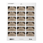  Black Damask Wedding Return-adres Etiket (Full Sheet)
