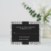 Black Damask Wedding RSVP-kaarten RSVP Kaartje (Staand voorkant)