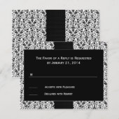 Black Damask Wedding RSVP-kaarten RSVP Kaartje (Voorkant / Achterkant)