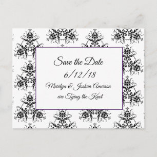 Black Damask Wedding Save the Date Briefkaarten