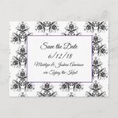 Black Damask Wedding Save the Date Briefkaarten (Voorkant)