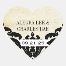  Black Damask Wedding Sticker