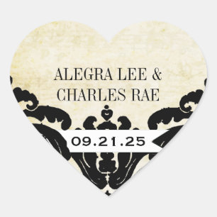  Black Damask Wedding Sticker