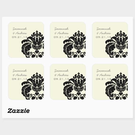  Black Damask Wedding Sticker (Vel)