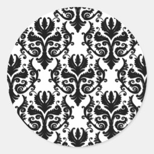 Black Damask Wedding Stickers
