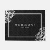 Black Damask White Floral Lace And Frame Deurmat (Voorkant)