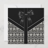 Black Damask White Wedding Damask Uitnodiging (Voorkant)