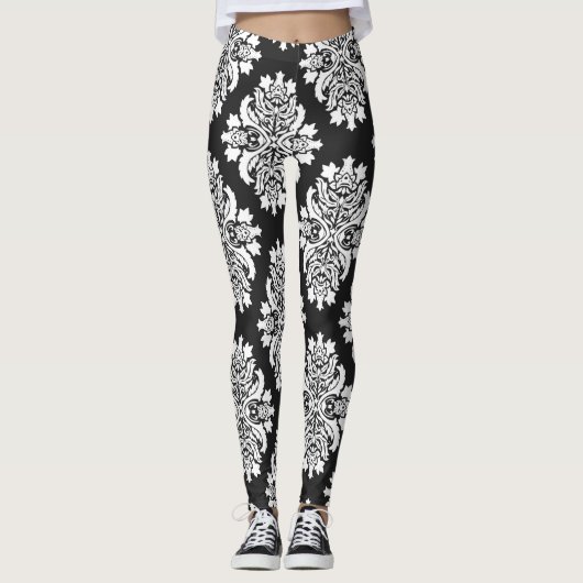 Black Damask Women's Leggings (Voorkant)
