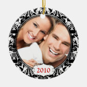 Black Damask Your Photo-kerstversiering Keramisch Ornament (Voorkant)